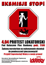 Warszawa: 4.04.2011: moratorium na eksmisje do pomieszczeń tymczasowych! Warszawa: 4.04.2011: moratorium na eksmisje do pomieszczeń tymczasowych!