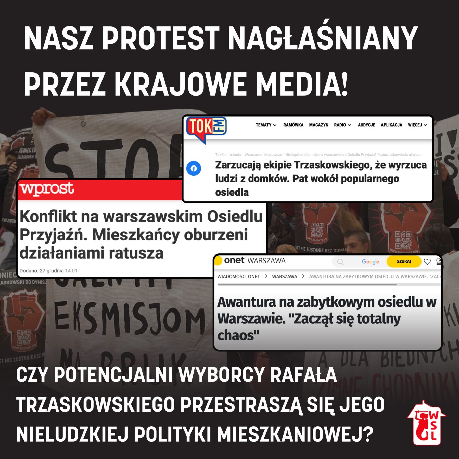 O dzikich eksmisjach Trzaskowskiego w krajowych mediach